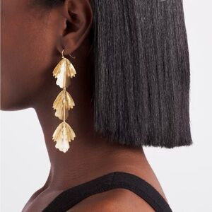 Towne & Reese Triple Leaf Drop Earrings, Gold Tone